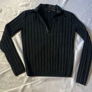 ⚠️Final sale 🔥Leather + silk black  sweater women small⚠️